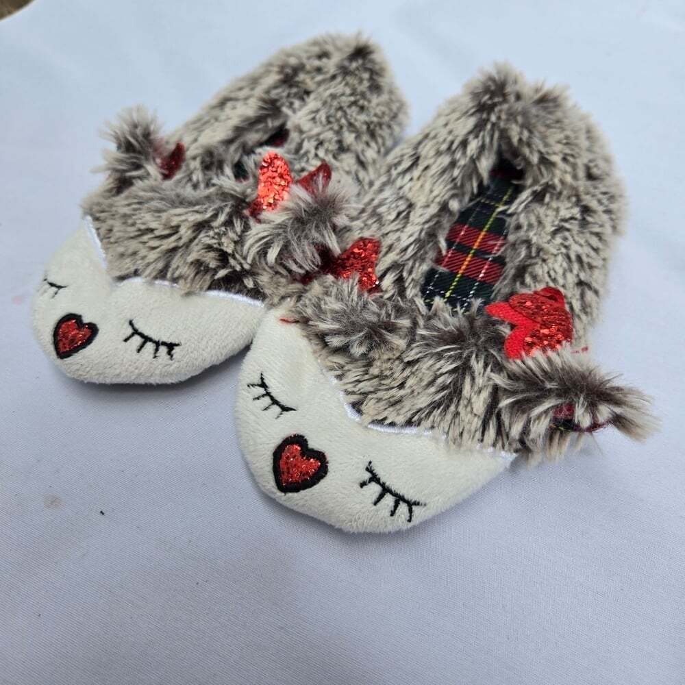 Adorable Furry Kids Slippers with Red Accents